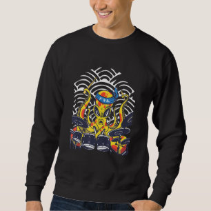 Japanese Octopus Sea Monster Playing Drum Kit Sweatshirt