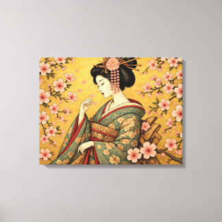 Japanese Oiran Cherry Blossom Canvas Print