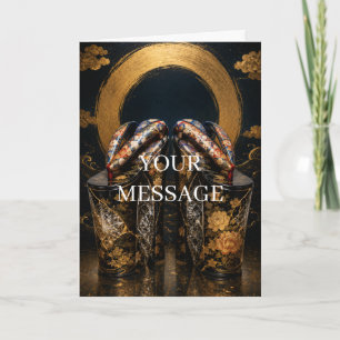Japanese Oiran Geta Kintsugi Gold Art Card
