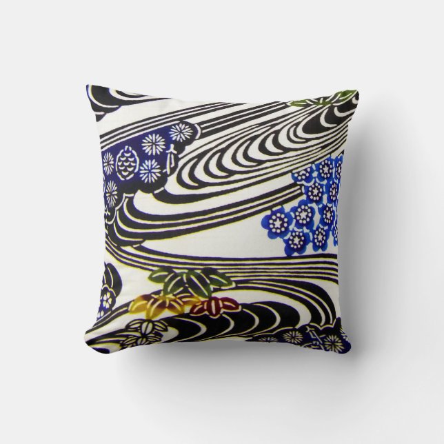 Japanese Okinawan Dye (Bingata) Cushion (Front)
