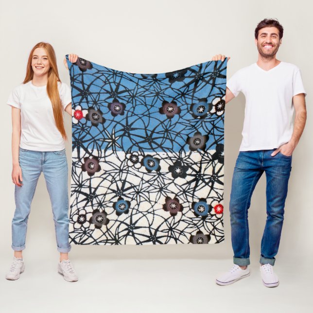 Japanese Okinawan Dye (Bingata) Fleece Blanket (In Situ)