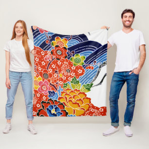 Japanese Okinawan Dye (Bingata) Fleece Blanket