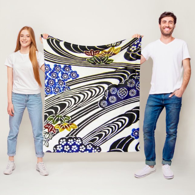 Japanese Okinawan Dye (Bingata) Fleece Blanket (In Situ)