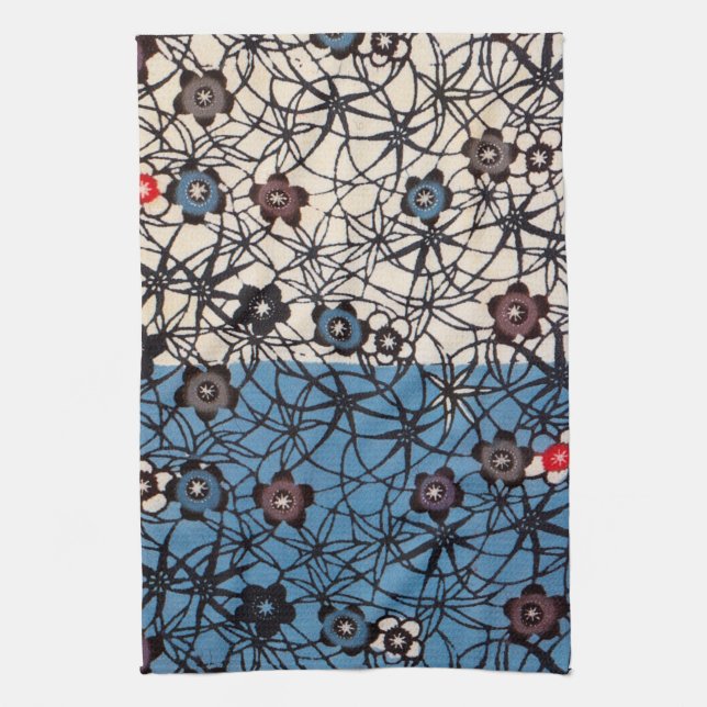 Japanese Okinawan Dye (Bingata) Tea Towel (Vertical)