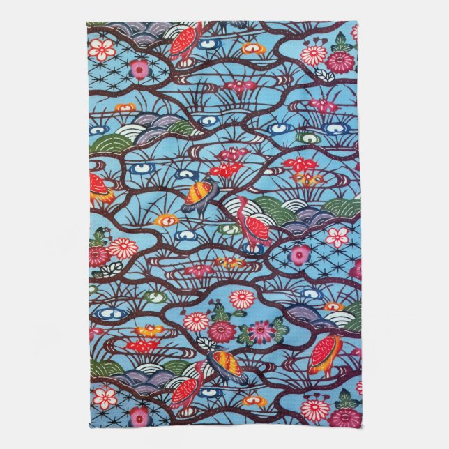 Japanese Okinawan Dye (Bingata) Tea Towel (Vertical)