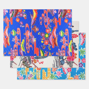 Japanese Okinawan Floral Design Wrapping Paper Sheet