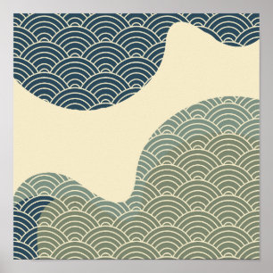 Japanese Old Boho Chic Nature Landscape Mun Poster