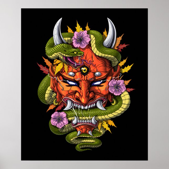 Japanese Oni Demon Mask Poster (Front)