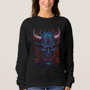 Japanese Oni Mask Demon Face Art Skull Devil Haraj Sweatshirt
