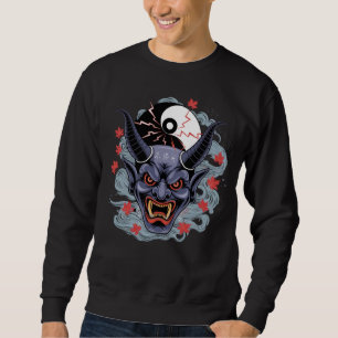 Japanese Oni Mask with Yin-Yang Asian Demon Sweatshirt