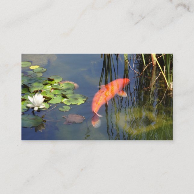 Japanese Orange Koi Fish Lotus Garden Pond Business Card (Front)