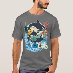 Japanese Orca Whale Great Wave Kanagawa Japan Vint T-Shirt