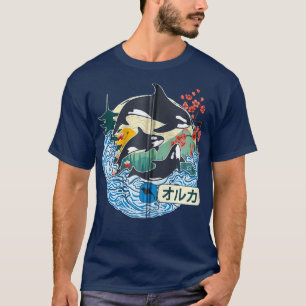 Japanese Orca Whale Great Wave Kanagawa Japan Vint T-Shirt