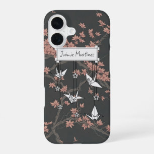 Japanese Origami Crane Cherry Blossom iPhone 16 Case