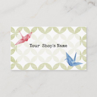 Japanese origami crane watercolor illustration business card