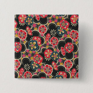 Japanese Origami Design Multi-Colour Flowers 15 Cm Square Badge