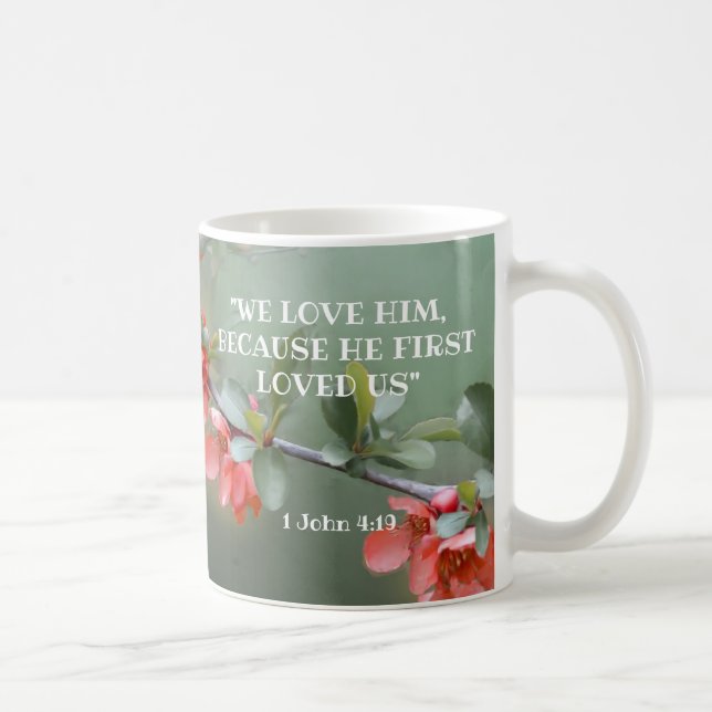 Japanese Ornamental Quince with Bible quotation Coffee Mug (Right)