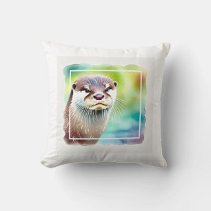 Japanese Otter in Tranquil Waters 040924AREF130 - Cushion