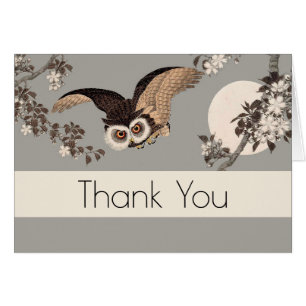 Japanese Owl Night Moon Woodcut Flying Night