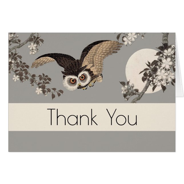 Japanese Owl Night Moon Woodcut Flying Night (Front Horizontal)