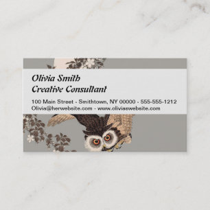 Japanese Owl Night Moon Woodcut Flying Night Business Card