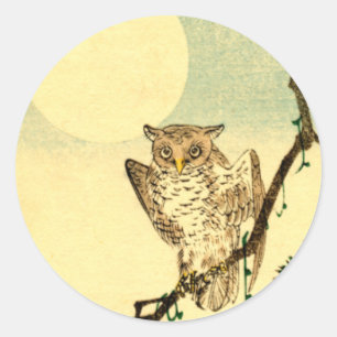 Japanese Owl no.1 Classic Round Sticker