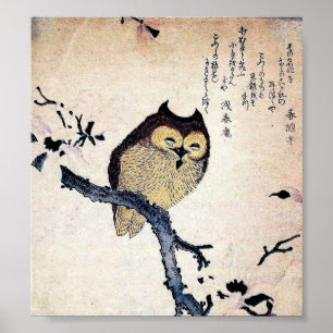 Japanese Owl Print Poster