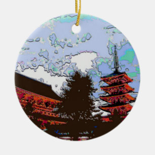 Japanese Pagoda Ceramic Tree Decoration