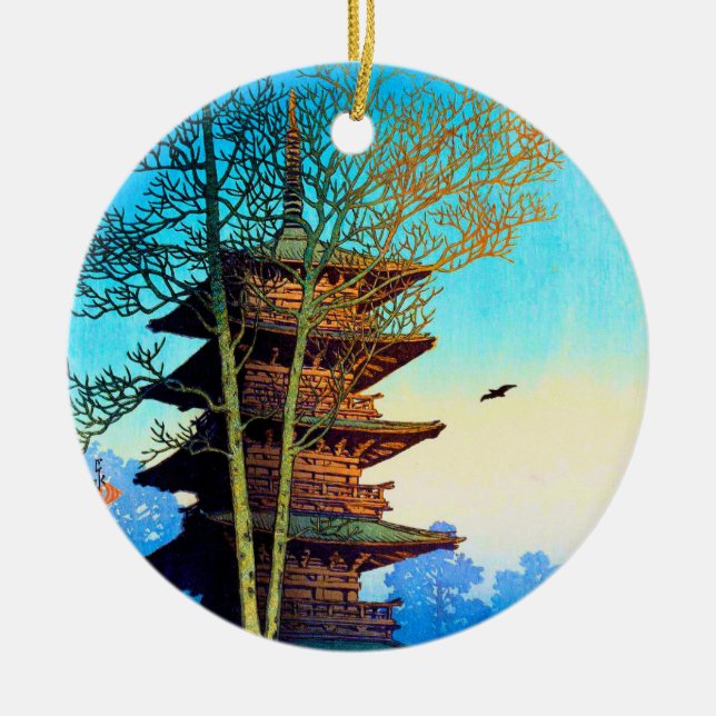 Japanese Pagoda Ceramic Tree Decoration (Front)