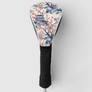 Japanese Pagoda Cherry Blossom Blue Cream Golf Head Cover