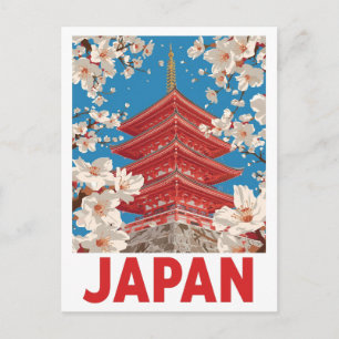 Japanese Pagoda Cherry Blossom Postcard