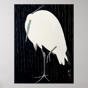 Japanese painting by Koson ohara ,heron, 小原古 Poster