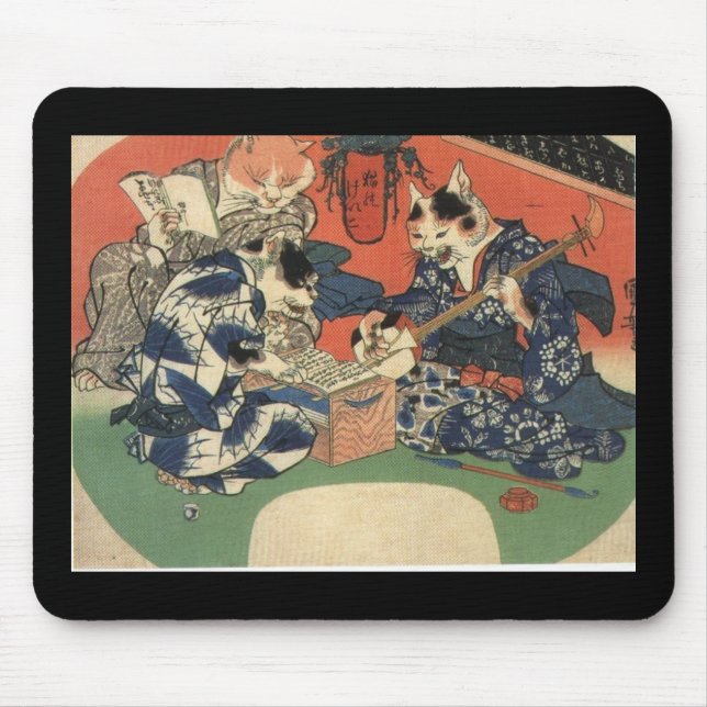 Japanese Painting c. 1800's Mouse Mat (Front)