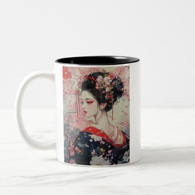Japanese painting style GEISYA MAG07 Two-Tone Coffee Mug (Left)