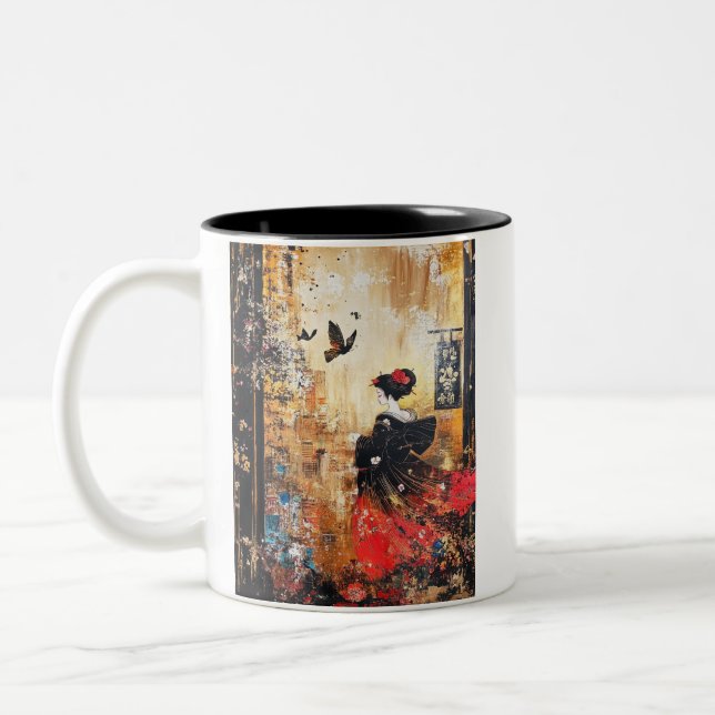 Japanese painting style GEISYA MAG08 Two-Tone Coffee Mug (Left)