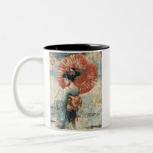 Japanese painting style GEISYA MAG09 Two-Tone Coffee Mug