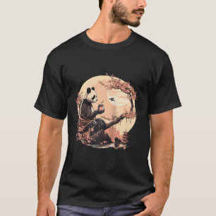 Japanese Panda Drinking Tea Sakura Trees Panda Tea T-Shirt