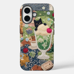 Japanese Patchwork Cat Art iPhone 16 Case
