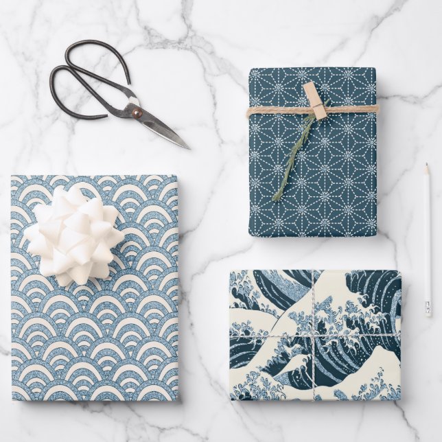 Japanese Pattern 3 Wrapping Paper Sheets (Front)