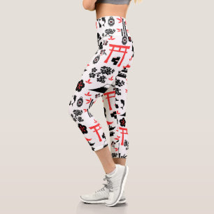 Japanese Pattern Capri Leggings
