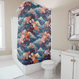 Japanese pattern design shower curtain