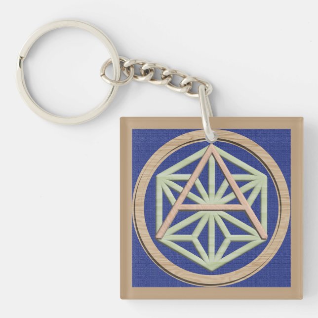 Japanese pattern Initial [A] Hemp leaf Key Ring (Front)