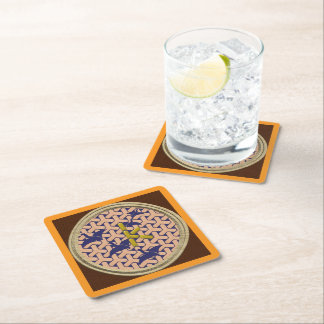 Japanese Pattern Initial [K] Combined Hexagon and  Square Paper Coaster