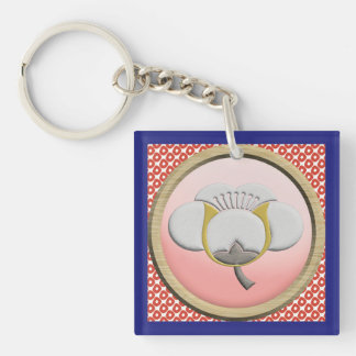 Japanese Pattern Initial [U] Plum Blossom Key Ring