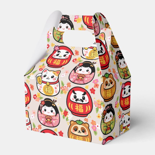 japanese pattern party favour box daruma (Front Side)