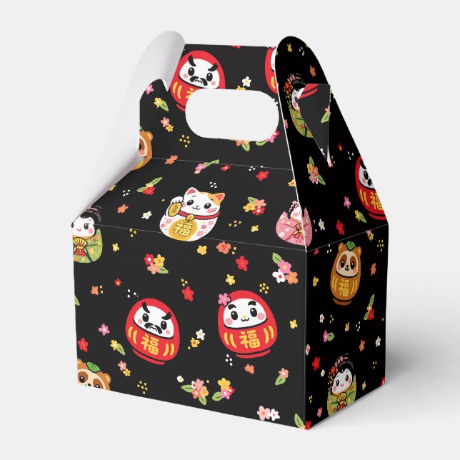 japanese pattern party favour box daruma (Front Side)