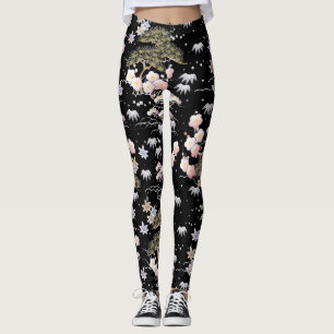 Japanese Pattern Pine, Bamboo and Plum Leggings