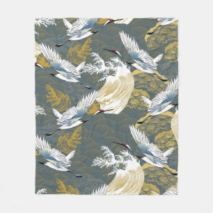 Japanese pattern. Traditional motif background wit Fleece Blanket