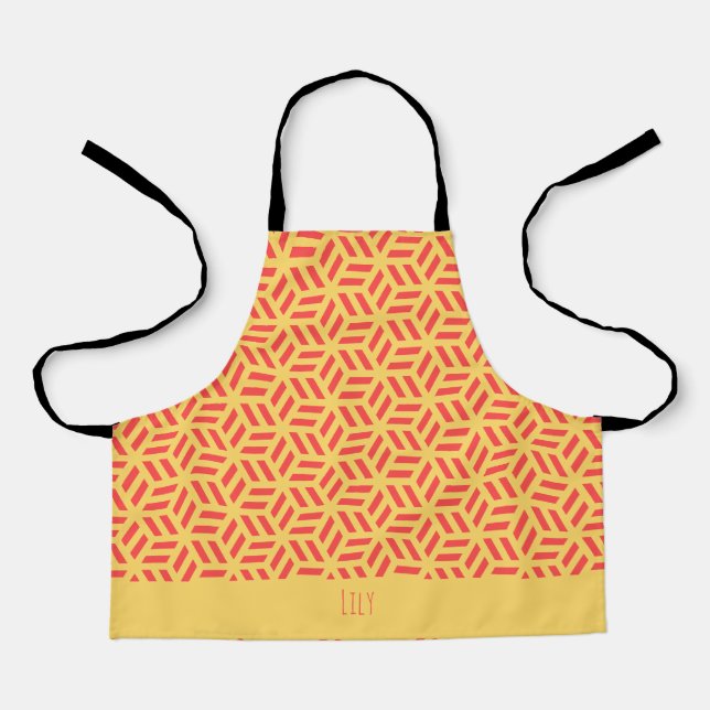 Japanese Peach Yellow Minimal Pattern Apron (Front)