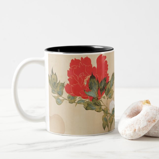 Japanese Peonies by Sakai Hōitsu Coffee Mug (With Donut)